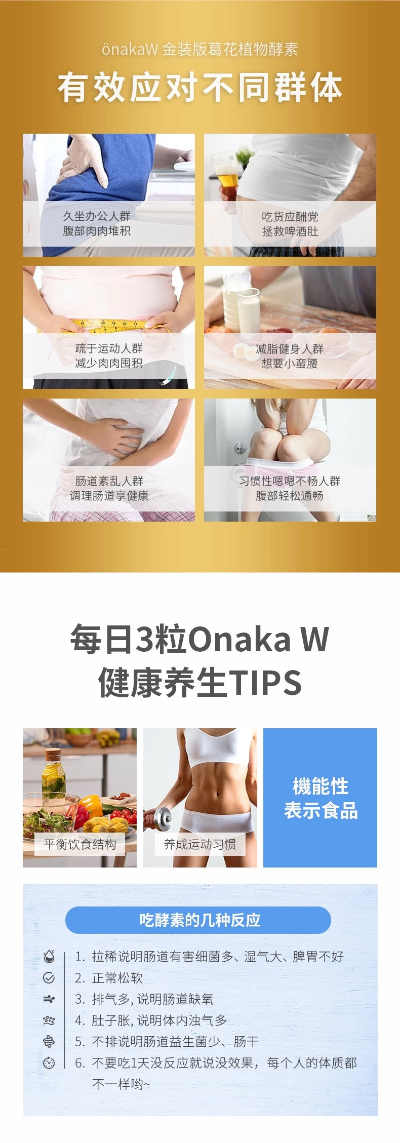 PILLBOX ONAKA W金装加强版减小腹通便酵素45粒装