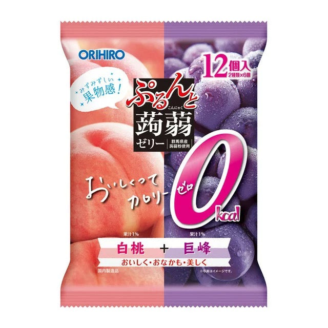 ORIHIRO立喜乐零卡白桃葡萄蒟蒻果冻12个装